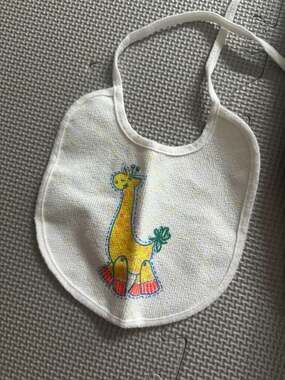 Vintage Mother Goose Baby Blanket and Giraffe Bib Set
